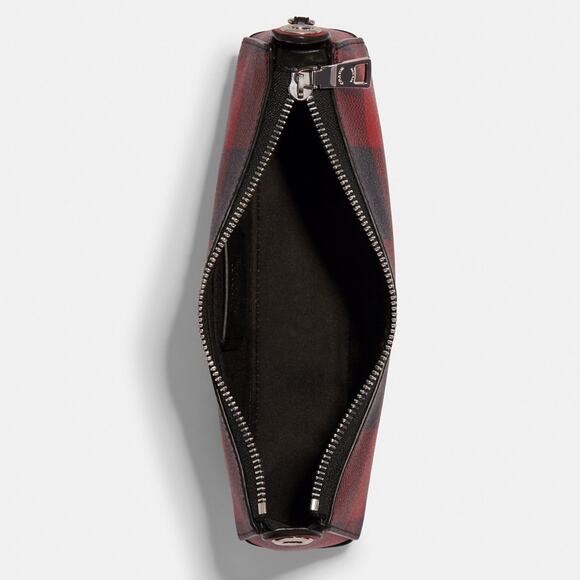 New Coach Jes Baguette With Buffalo Plaid Purse/Coated Canvas/Red-Black - Picture 3 of 12